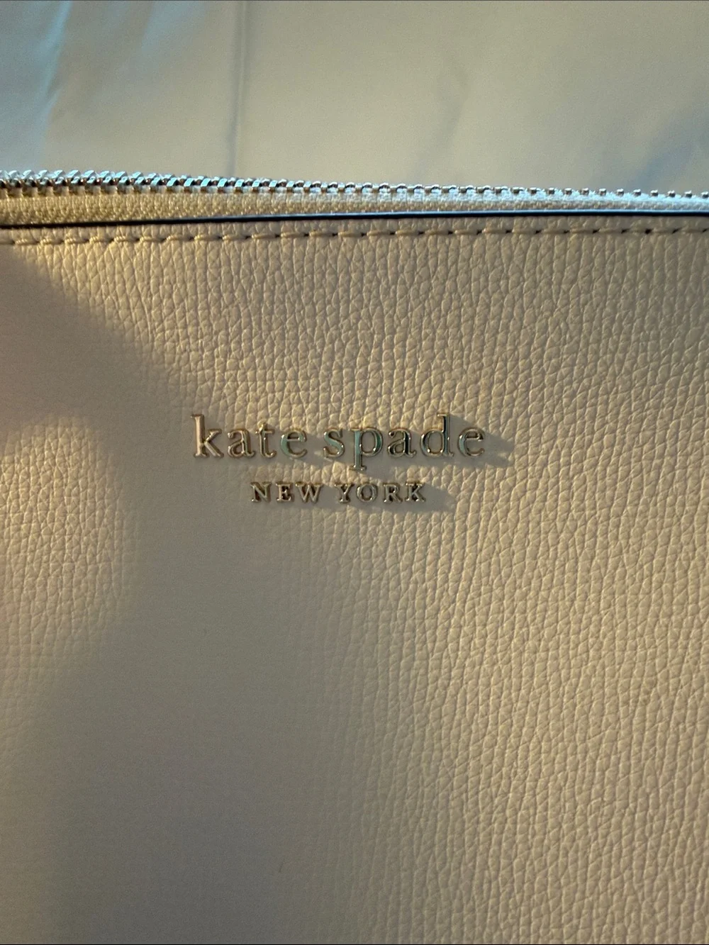 Kate Spade Cream Leather 13” Laptop Work Tote with dust bag